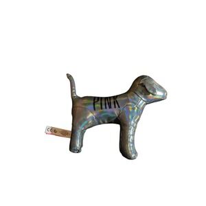 PINK Victoria's Secret Logo Blue Metallic Gray Mini‎ Plush Dog